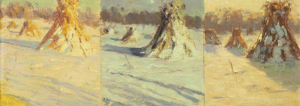 GEORGE SOTTER OIL ON BOARD TRIPTYCH
