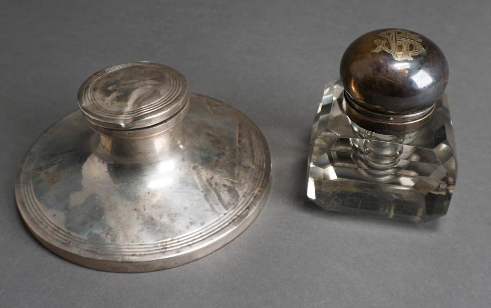 GEORGE V SILVER WEIGHTED INKWELL,
