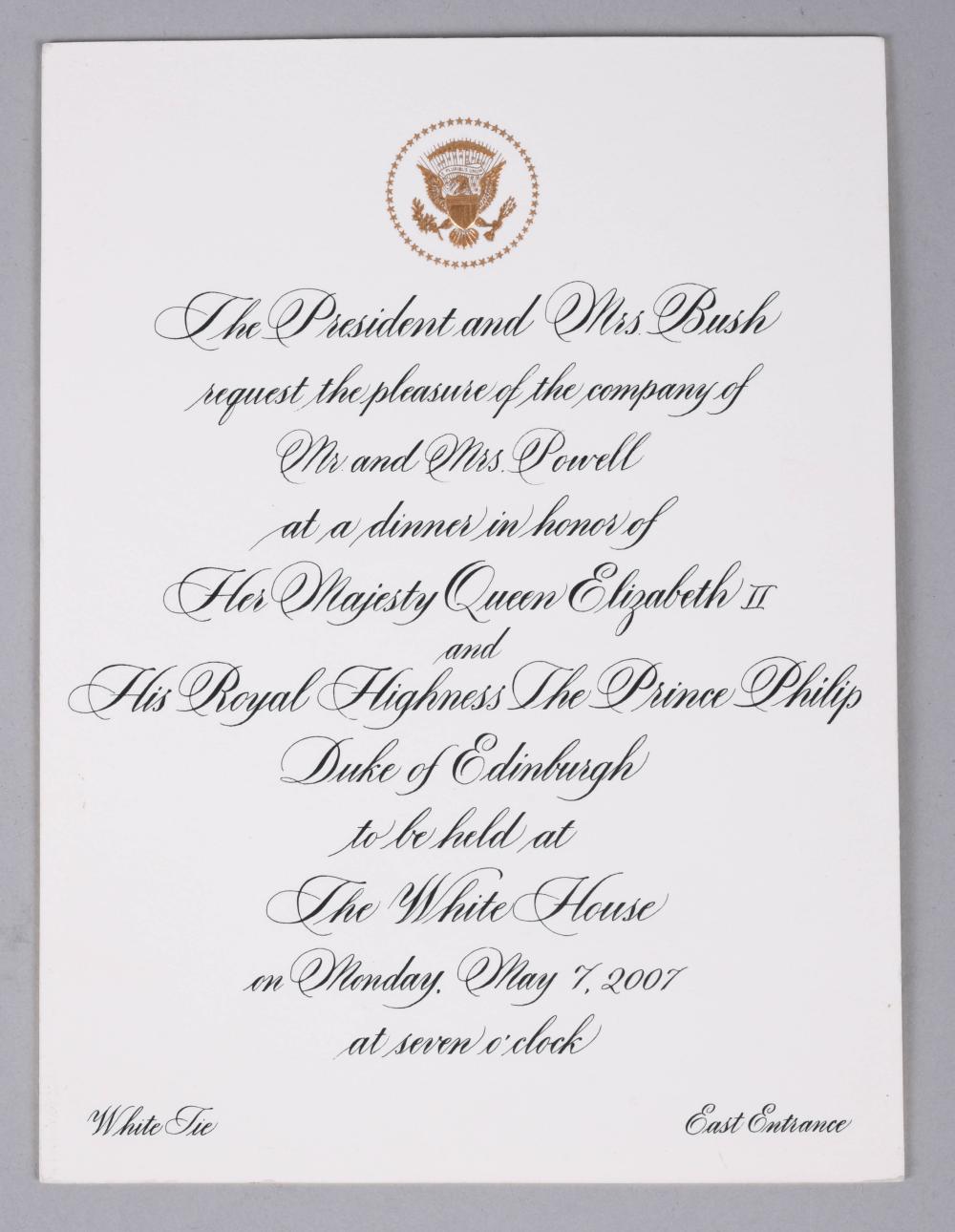 GEORGE W. BUSH INVITATION TO