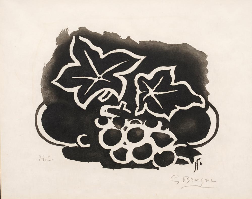 GEORGES BRAQUE 'FEUILLESET RAISINS'