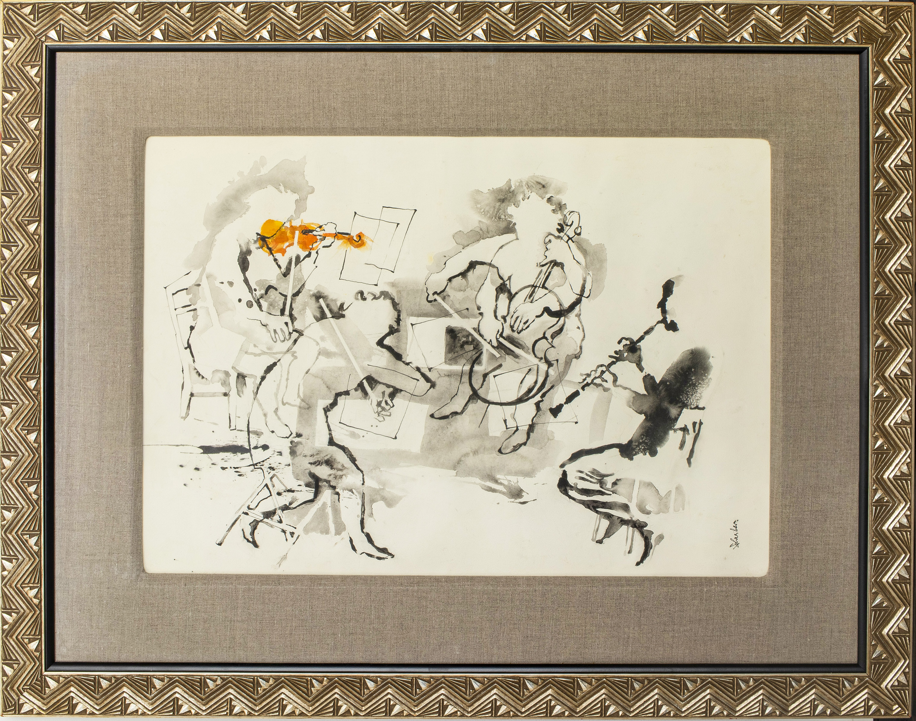 GEORGES SCHREIBER "JAZZ" WATERCOLOR