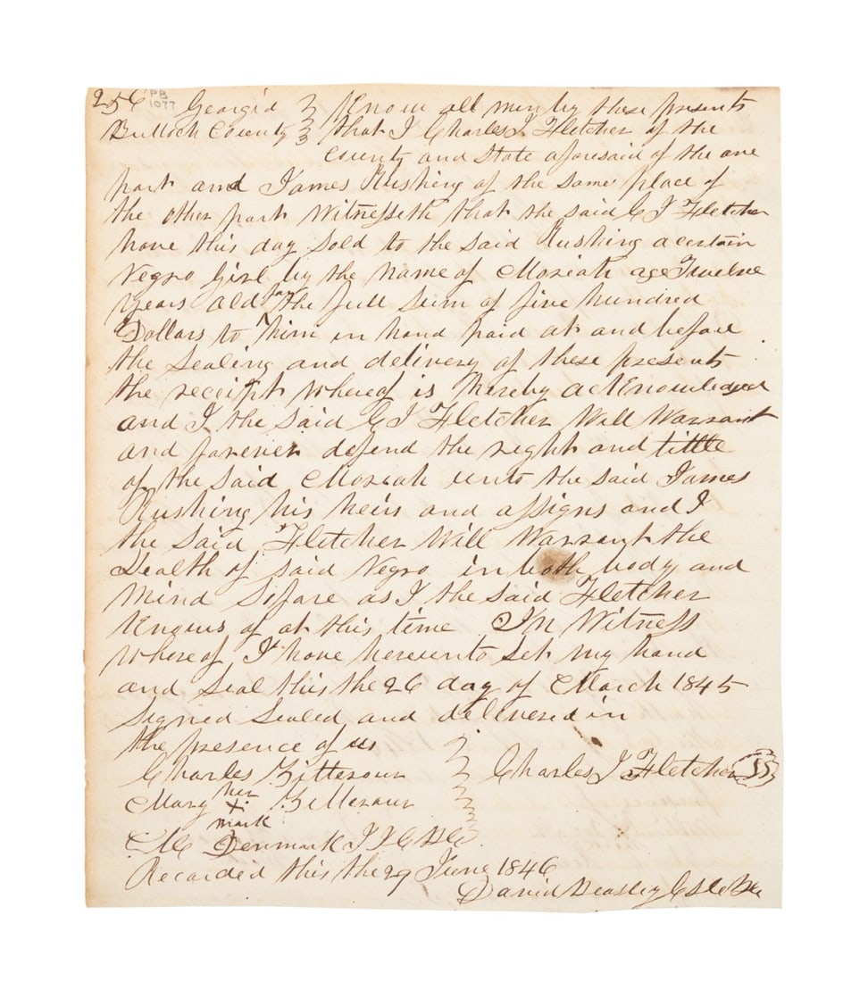 GEORGIA 1840'S TWO SIDED SLAVE