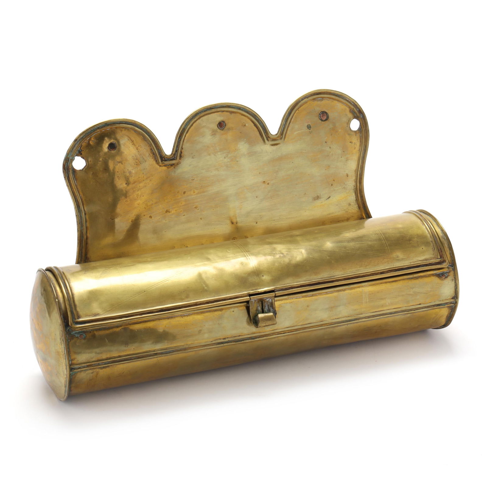 GEORGIAN BRASS CANDLE BOXGeorgian