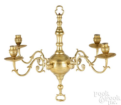 GEORGIAN BRASS CHANDELIER, CA.