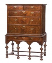 GEORGIAN BURL WALNUT CHEST ON