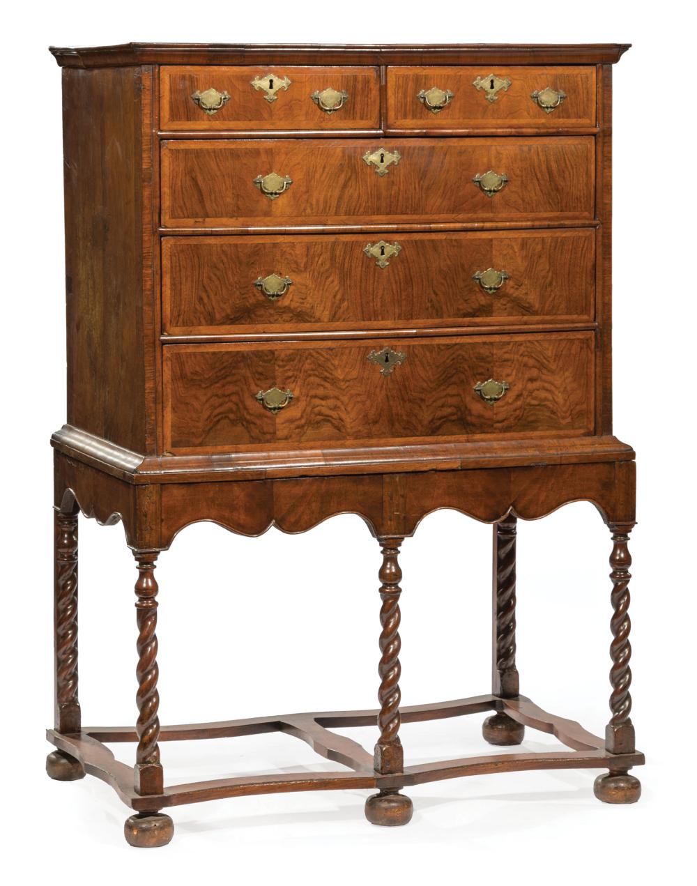 GEORGIAN BURL WALNUT CHEST ON