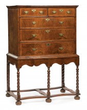 GEORGIAN BURL WALNUT CHEST ON