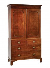 GEORGIAN CARVED OAK LINEN PRES