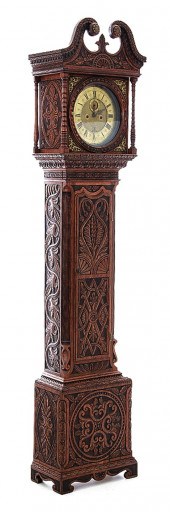 Georgian carved oak tallcase c