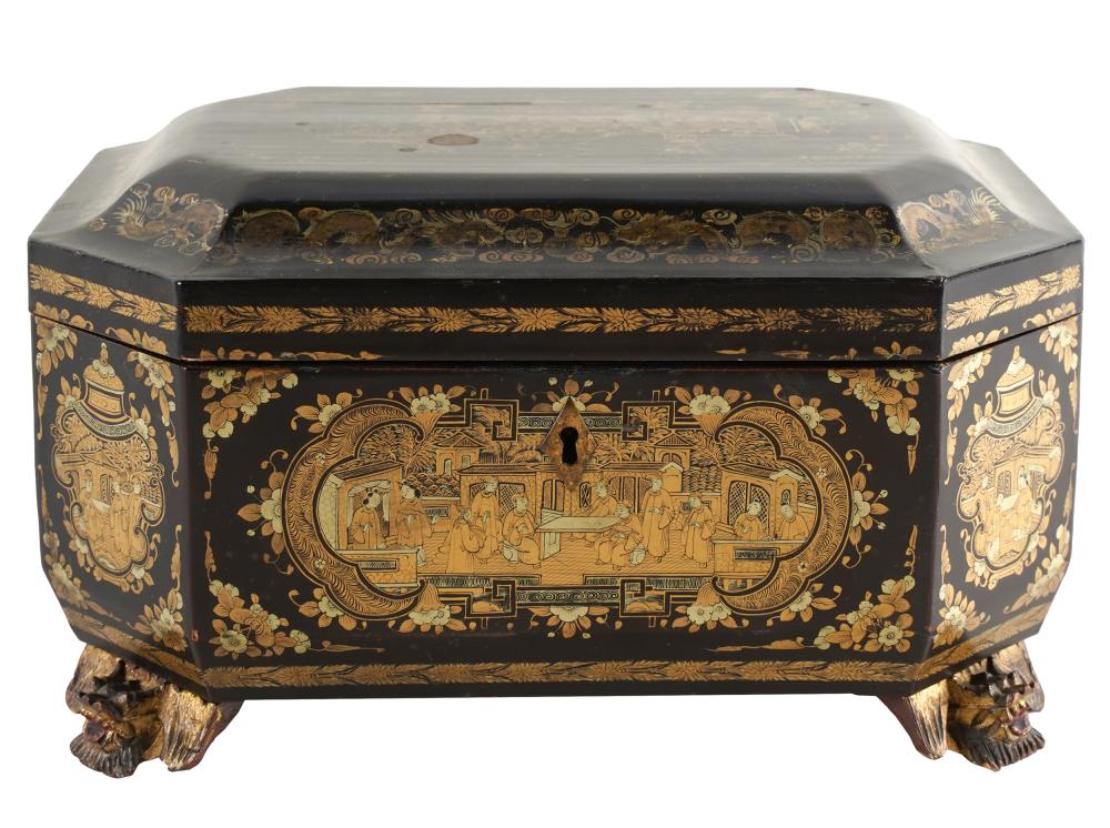GEORGIAN CHINOISERIE TEA CADDYthe