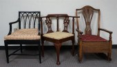 GEORGIAN CORNER CHAIR, EBONIZE