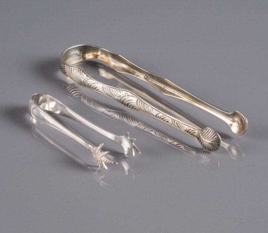 GEORGIAN ENGLISH STERLING TONGS &