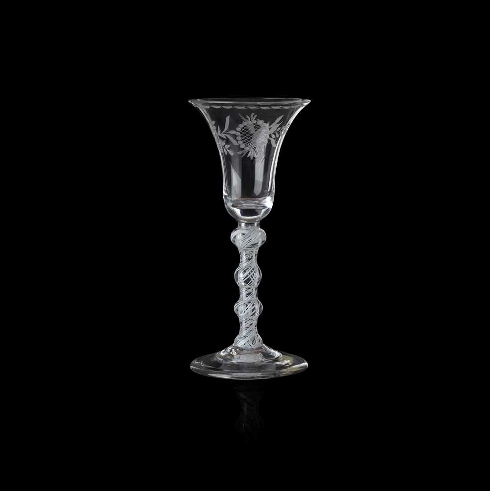GEORGIAN ENGRAVED OPAQUE TWIST WINE