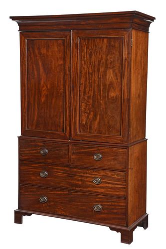 GEORGIAN FIGURED MAHOGANY LINEN