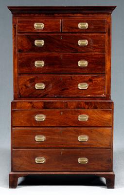 Georgian inlaid chest on chest, two