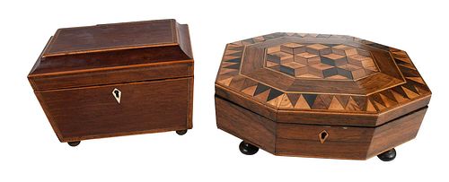 GEORGIAN INLAID MAHOGANY BOX AND