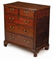 GEORGIAN INLAID OAK CHEST OF D