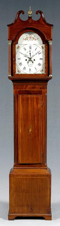 Georgian inlaid tall-case clock,