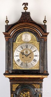 GEORGIAN JAPANNED TALL CASE CL