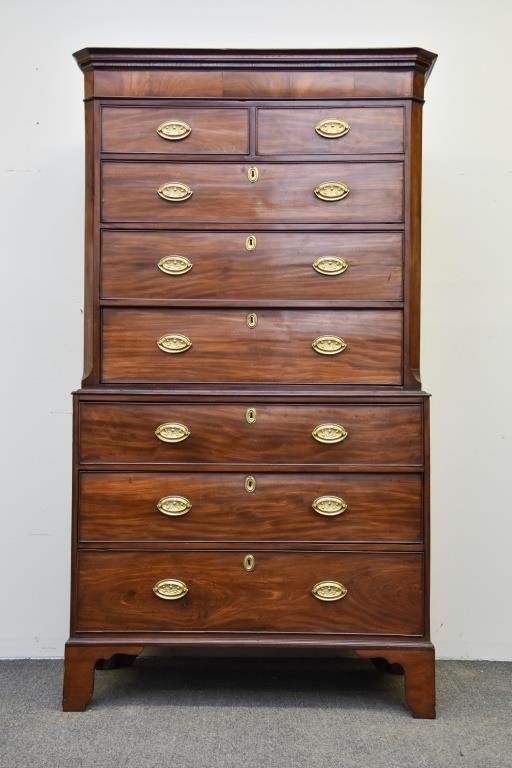 Georgian mahogany chest on chest,