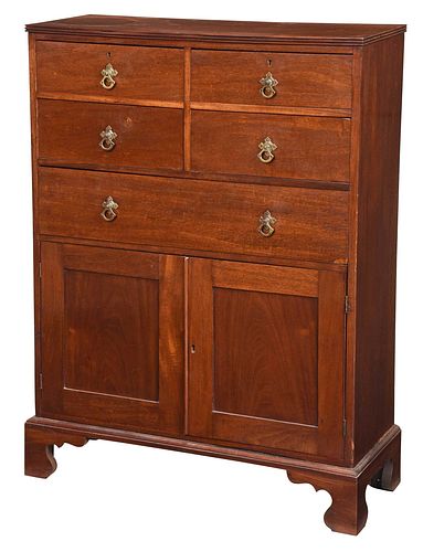 GEORGIAN MAHOGANY CHEST OVER