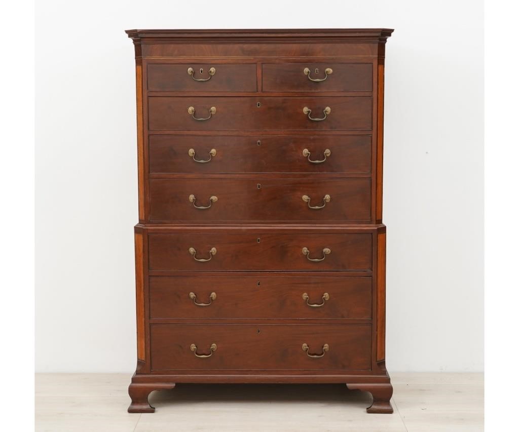 Georgian mahogany inlaid chest on