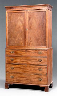 Georgian mahogany linen press, pine
