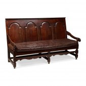 GEORGIAN OAK FOUR PANEL SETTLE