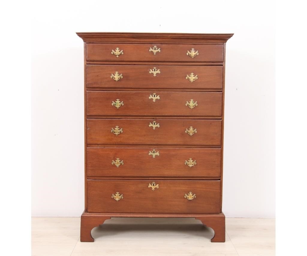 Georgian oak high chest of drawers,