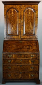 GEORGIAN OAK SECRETARY BOOKCAS