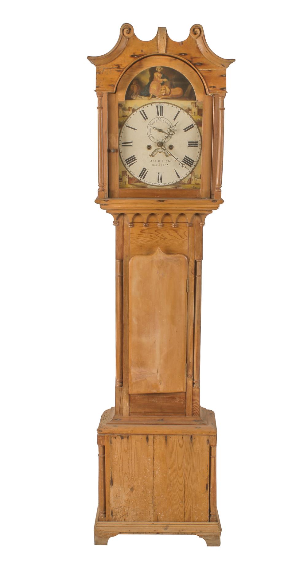 GEORGIAN PINE TALL CASE CLOCKwith