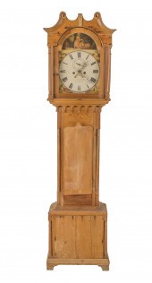GEORGIAN PINE TALL CASE CLOCKw