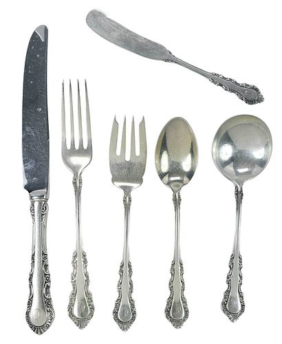 GEORGIAN ROSE STERLING FLATWARE, 52