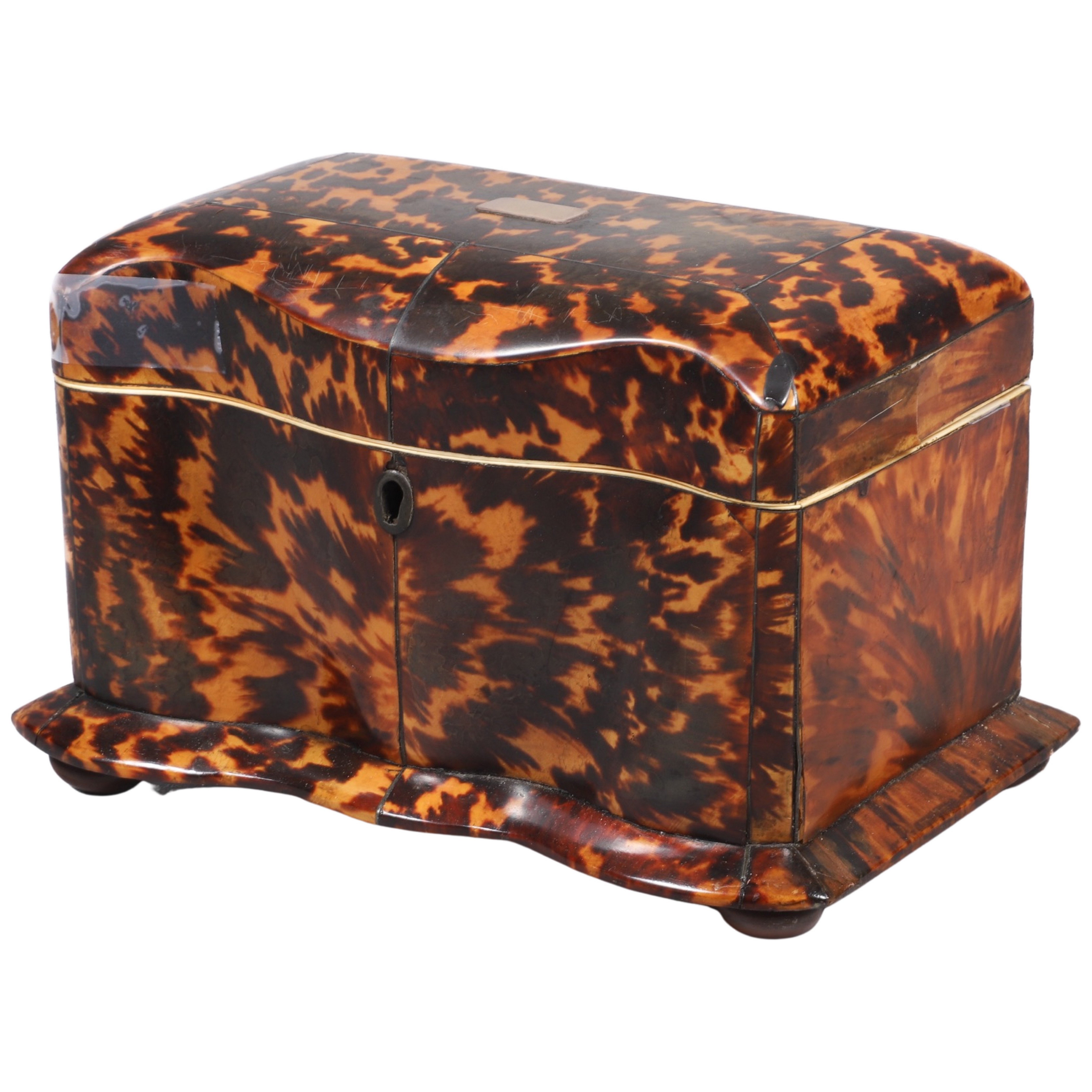 Georgian shaped front tea caddy, on
