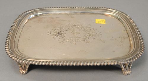 GEORGIAN SILVER FOOTED TRAY, MARKED