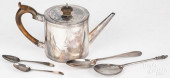 GEORGIAN SILVER TEAPOT, ETC.<b