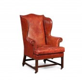 GEORGIAN STYLE BROWN LEATHER W