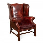 GEORGIAN STYLE BURGUNDY LEATHE