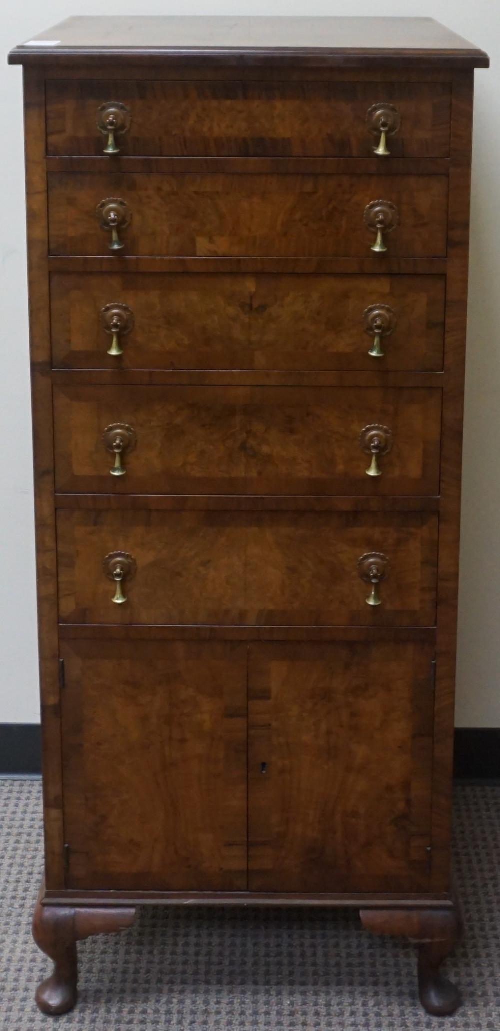 GEORGIAN STYLE BURL WALNUT NARROW