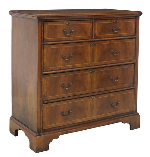 GEORGIAN STYLE FIGURED WALNUT CHEST
