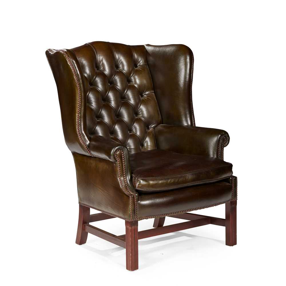GEORGIAN STYLE GREEN LEATHER