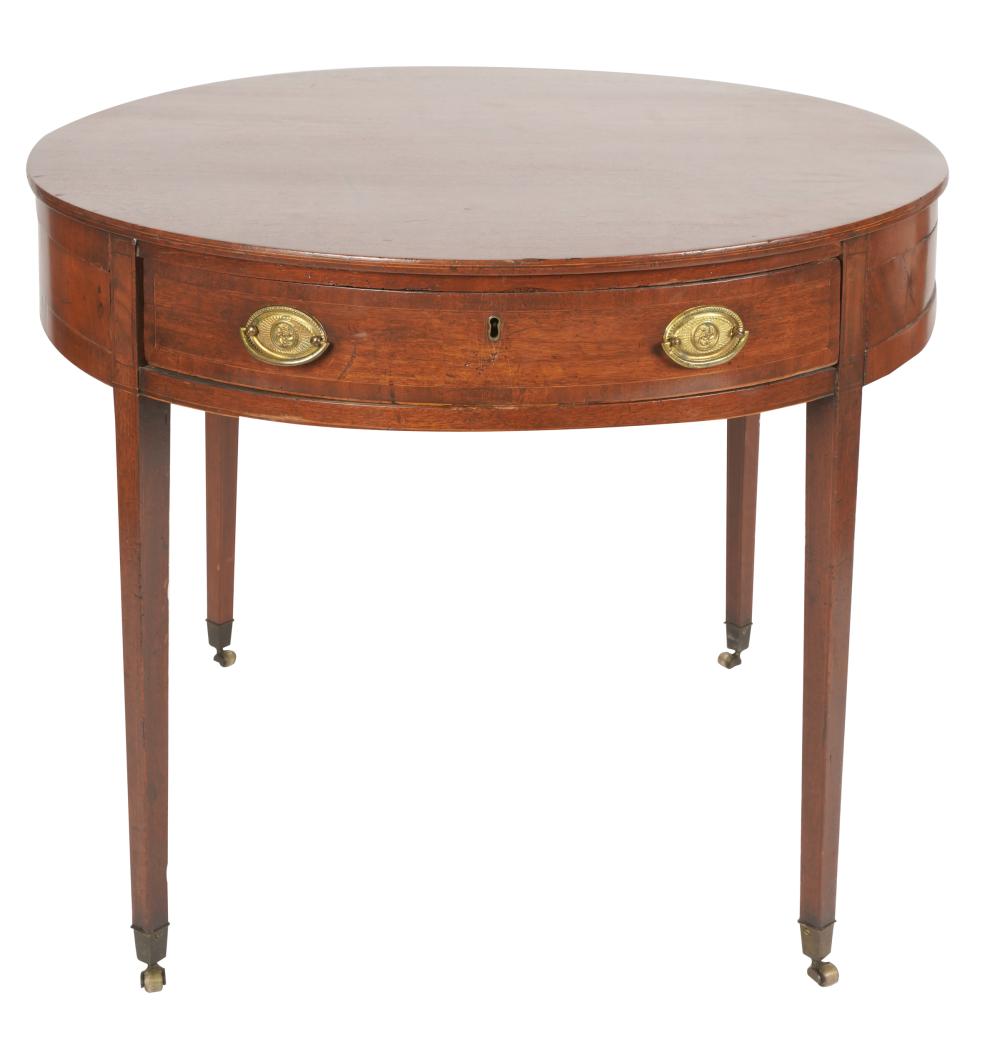 GEORGIAN-STYLE INLAID MAHOGANY DRUM