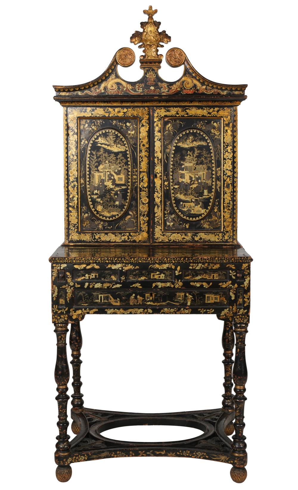 GEORGIAN-STYLE JAPANNED BUREAU