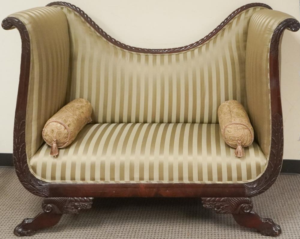 GEORGIAN STYLE MAHOGANY UPHOLSTERED
