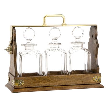 Georgian Style Oak Tantalus 	 