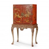 GEORGIAN STYLE RED JAPANNED CA