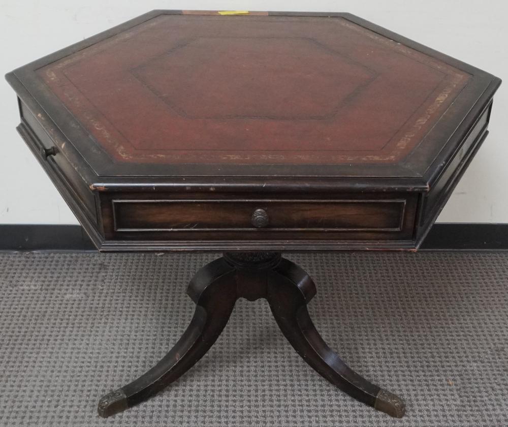 GEORGIAN STYLE TOOLED LEATHER INSET