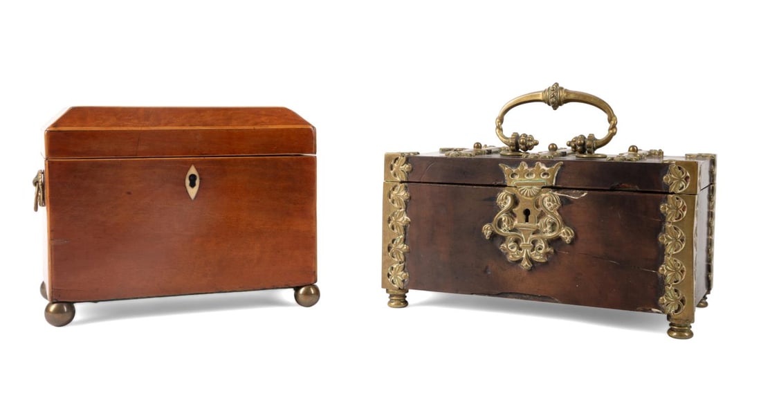 GEORGIAN TEA CADDY AND GOTHIC