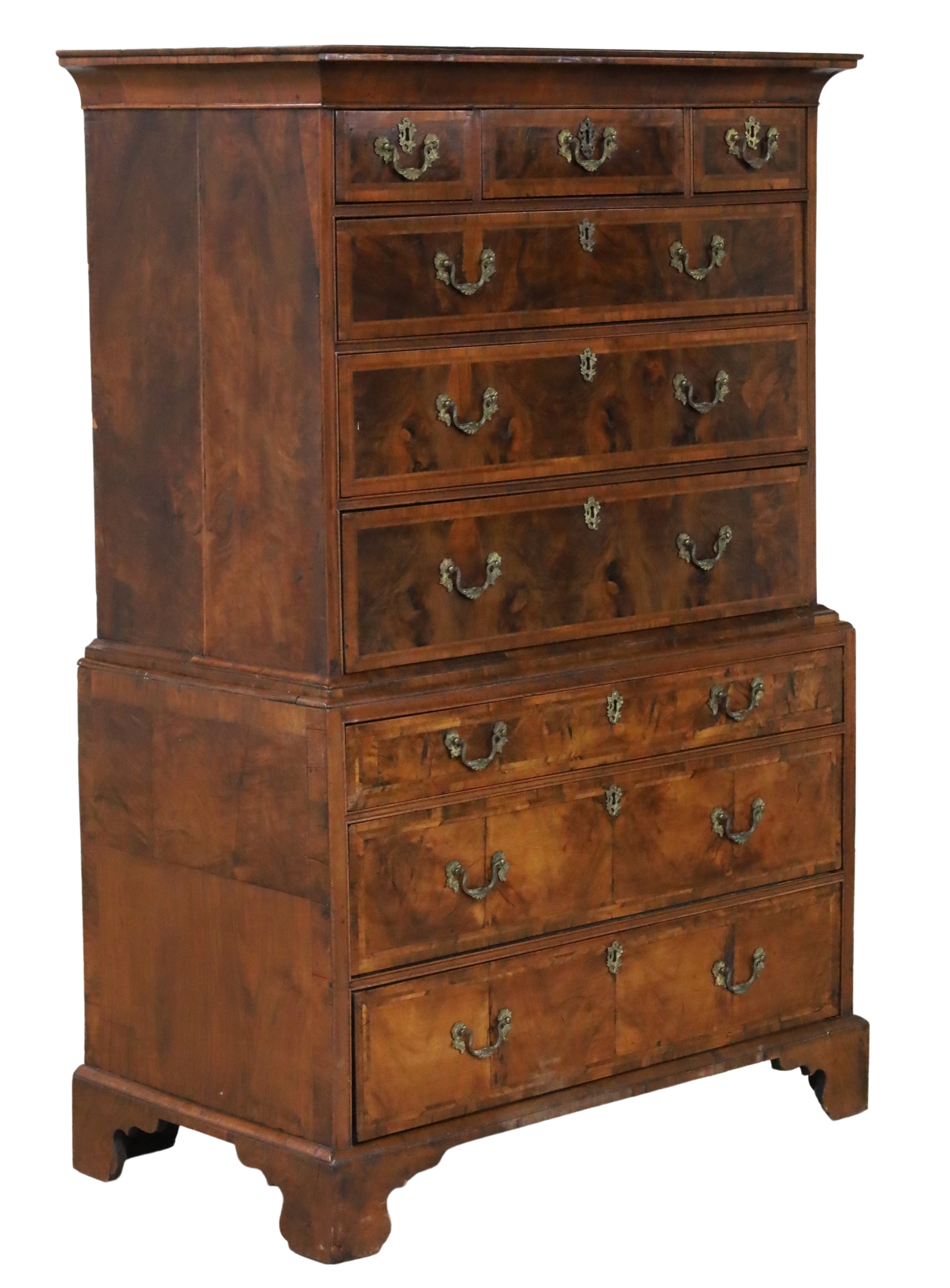 GEORGIAN WALNUT CHEST ON CHEST
