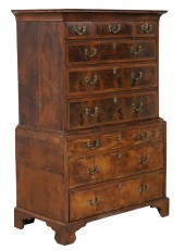 GEORGIAN WALNUT CHEST ON CHEST